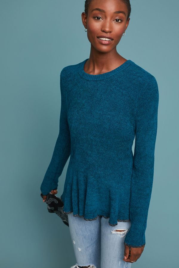 Chenille Peplum Pullover | Anthropologie