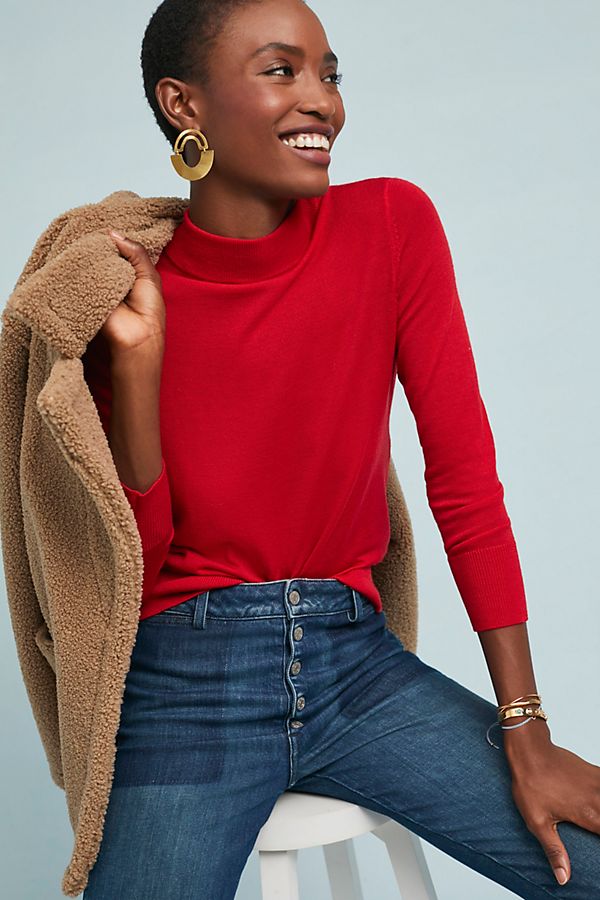 Slide View: 1: Audrey Mock Neck Knit Pullover