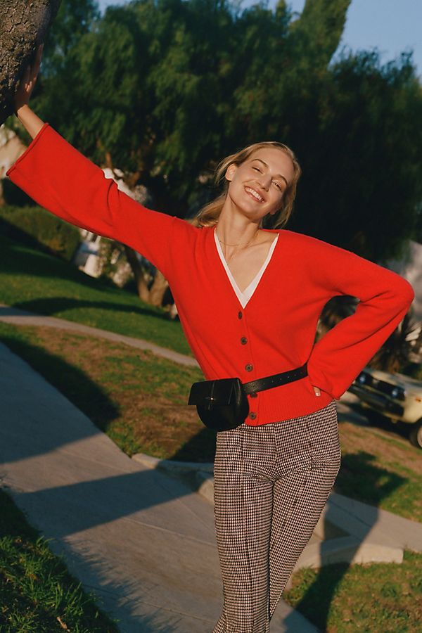 Slide View: 1: Bell-Sleeved Cardigan