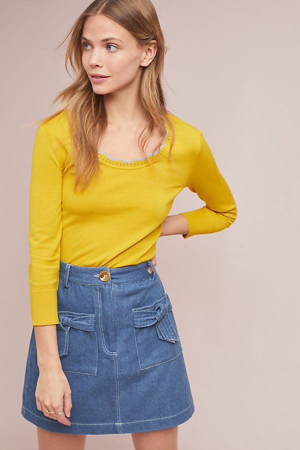 Slide View: 1: Scalloped Sweater
