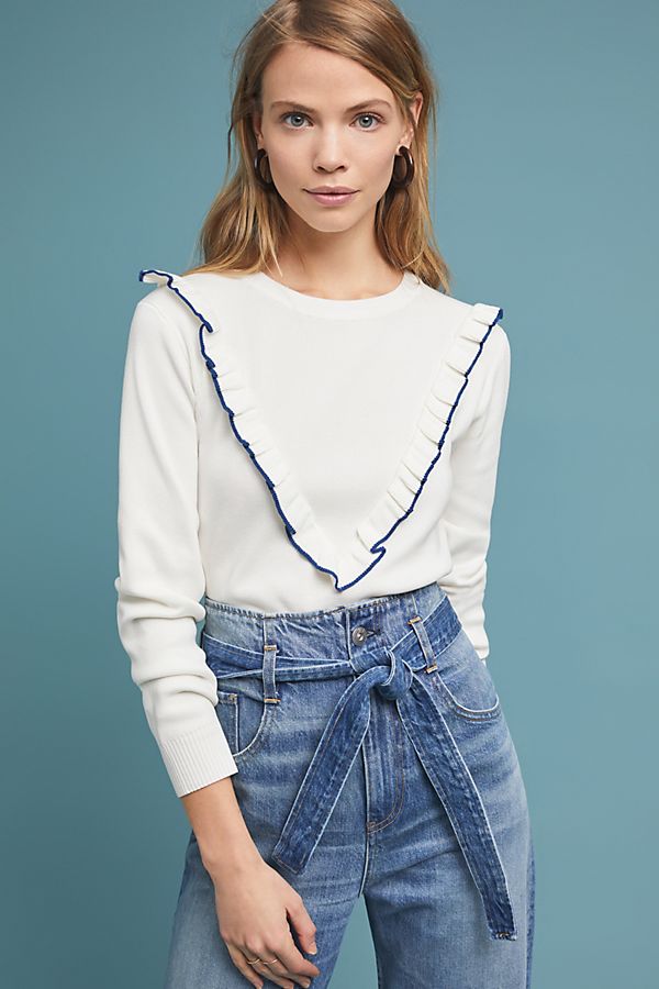 Slide View: 1: Oudinot Ruffled Sweater