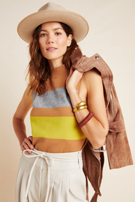 Anthropologie Suzy Mock Neck Jumper Tank In Yellow