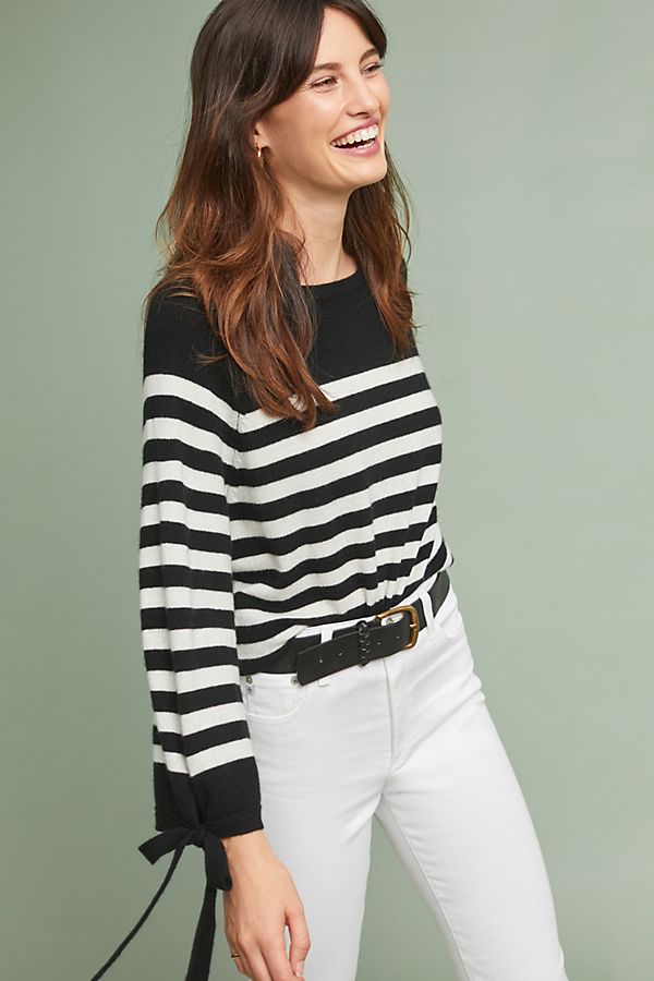 Slide View: 1: Cacey Striped Cashmere Pullover