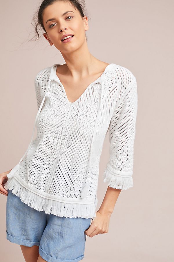 Slide View: 1: Cropped Knit Poncho