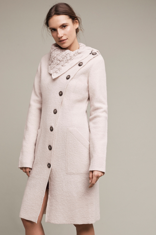 Asymmetrical Wool Sweater Coat