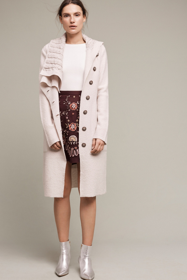 Slide View: 1: Asymmetrical Wool Sweater Coat