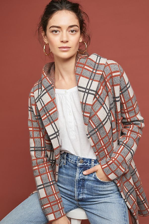Slide View: 1: Plaid Wool Coat
