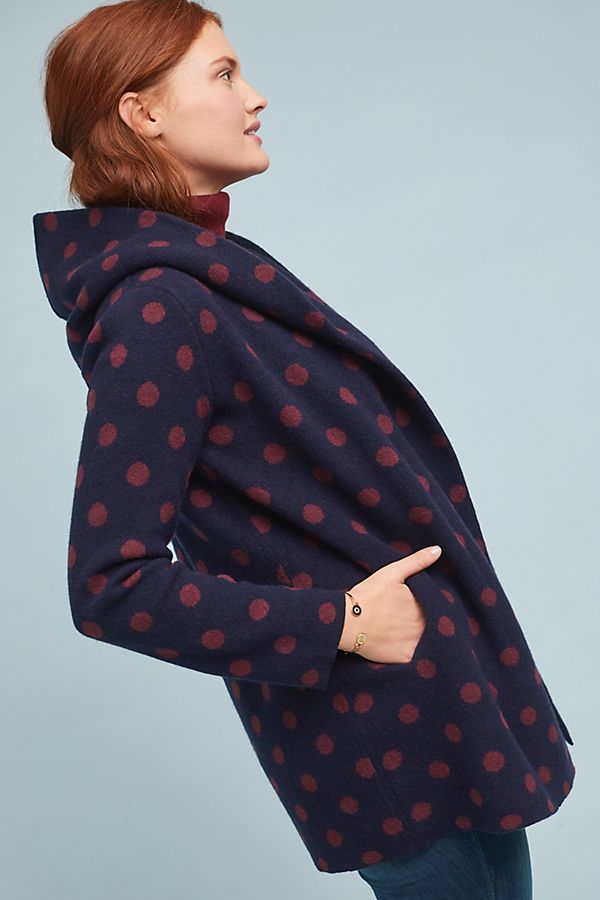 Slide View: 1: Polka Dot Sweater Coat
