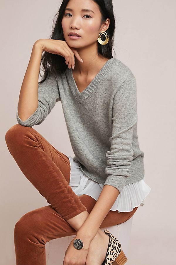 Slide View: 1: Layered Plisse Sweater