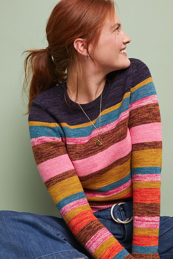 Slide View: 1: Leive Striped Sweater