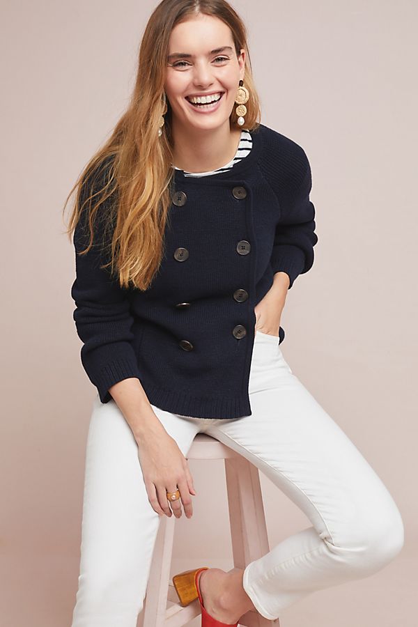 Slide View: 1: Double-Breasted Knit Jacket