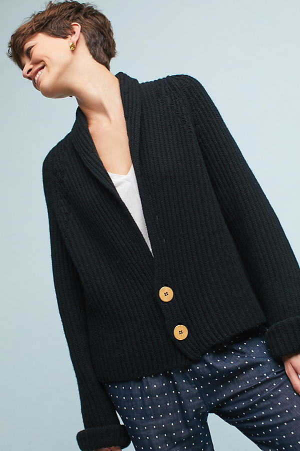 Slide View: 1: Buttoned V-Neck Cardigan