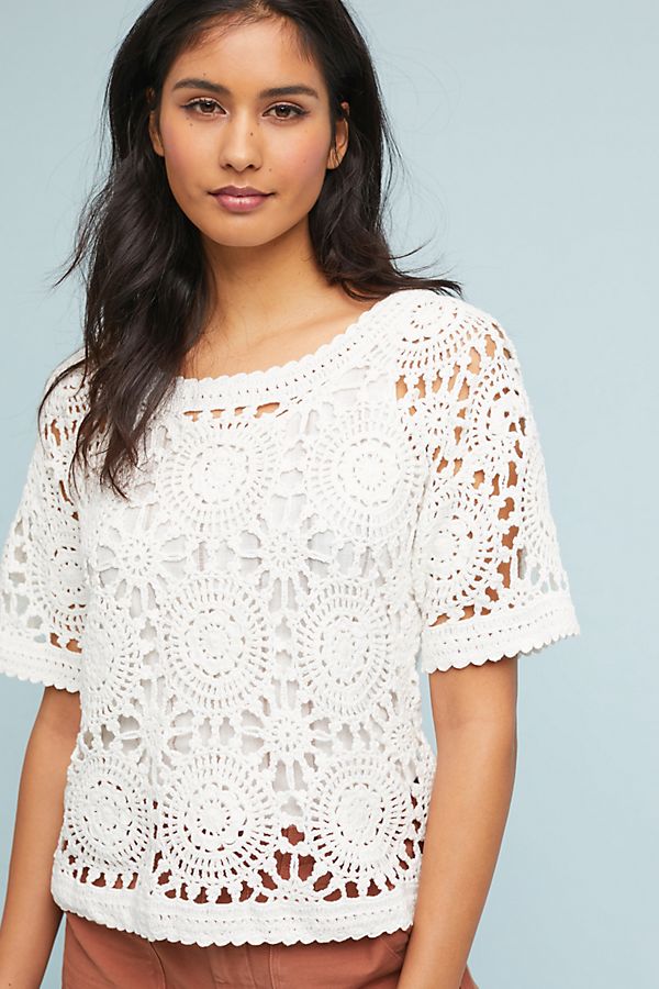 Slide View: 1: Crocheted Pullover