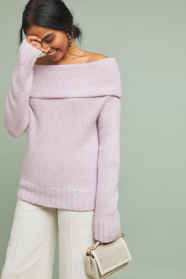 Slide View: 1: Natalia Off-The-Shoulder Sweater