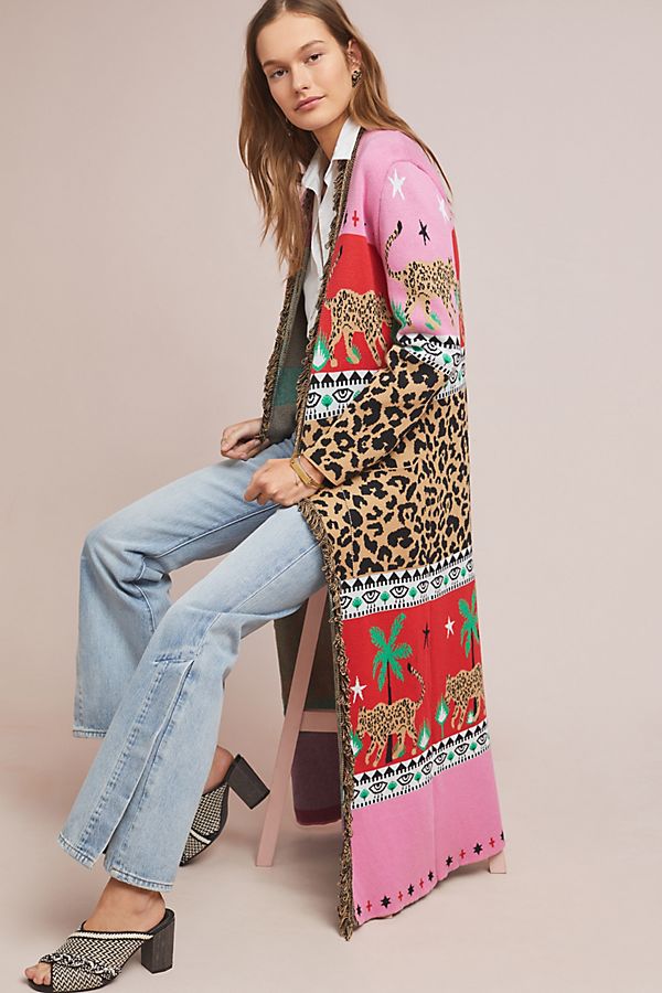 Slide View: 1: Leopardess Knit Duster