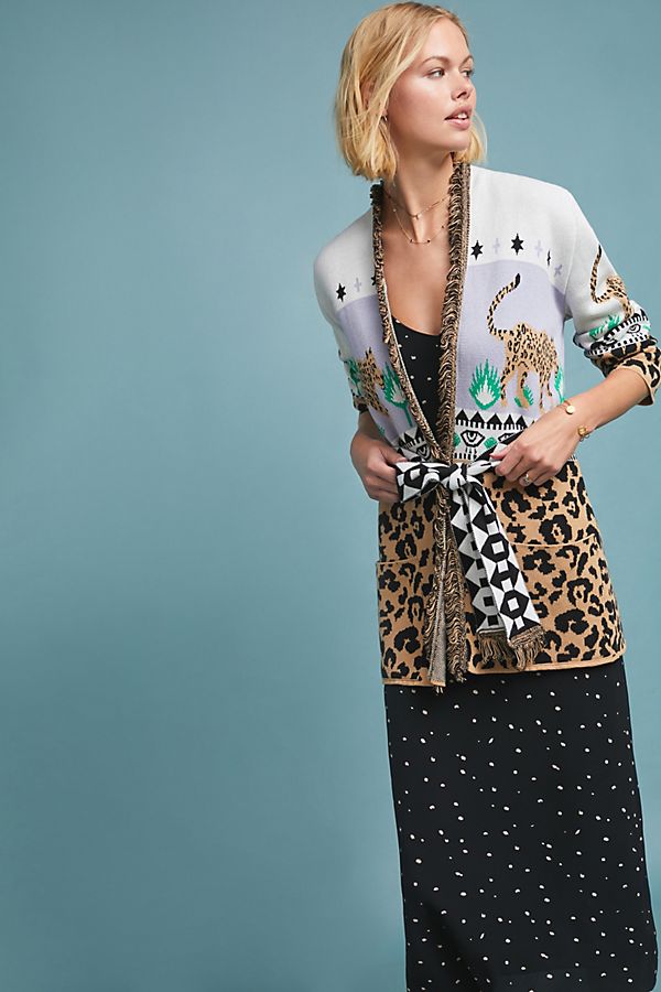 Slide View: 1: Leopardess Knit Cardigan
