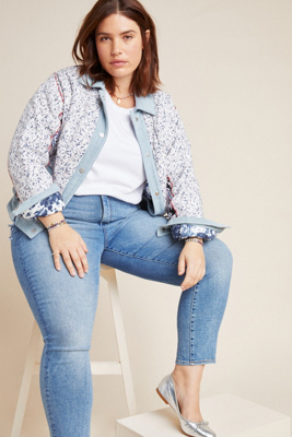 Blanknyc Denim-trimmed Reversible Patchwork Jacket In Blue