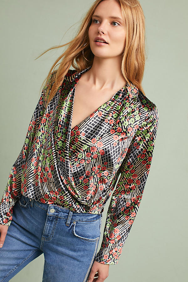 Slide View: 1: Velvet Wrap Blazer