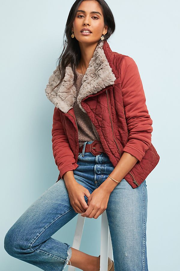 Slide View: 1: Quilted Aviator Jacket