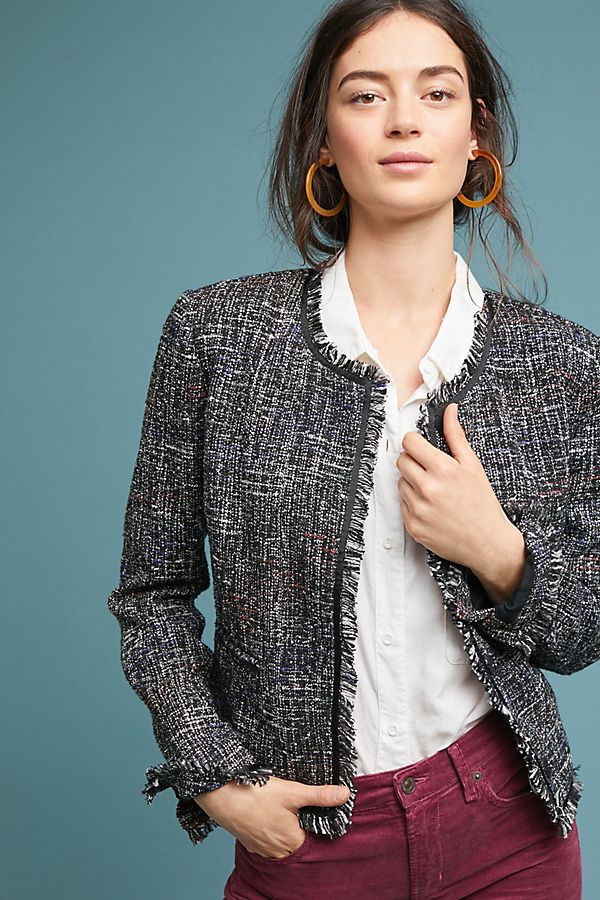 Slide View: 1: Tati Fringed Tweed Jacket