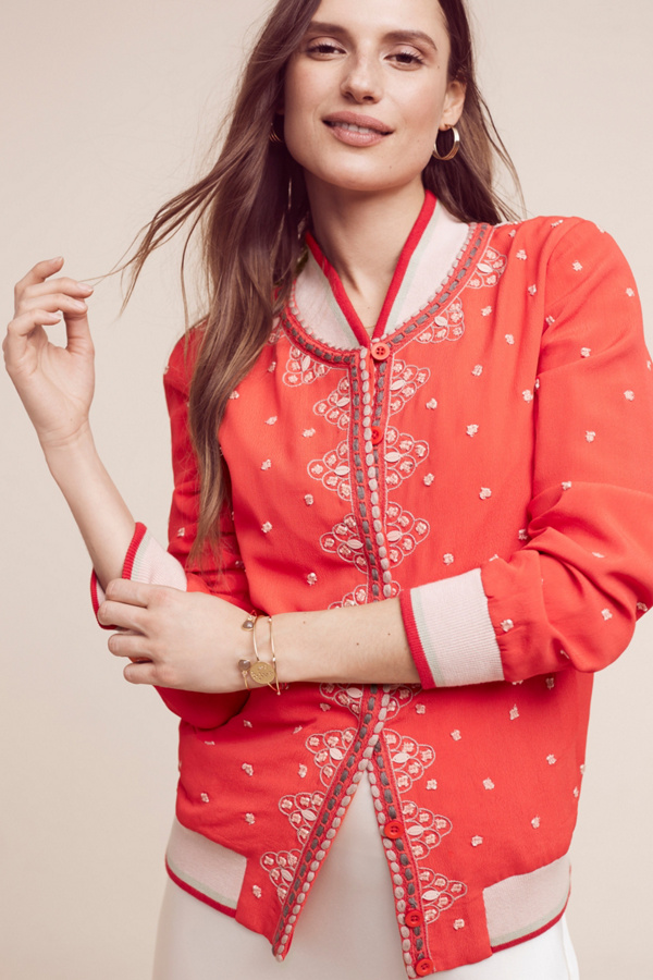 Slide View: 1: Arabella Embroidered Bomber