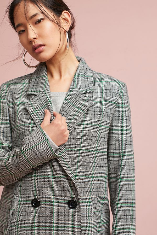 Plaid Long Blazer | Anthropologie