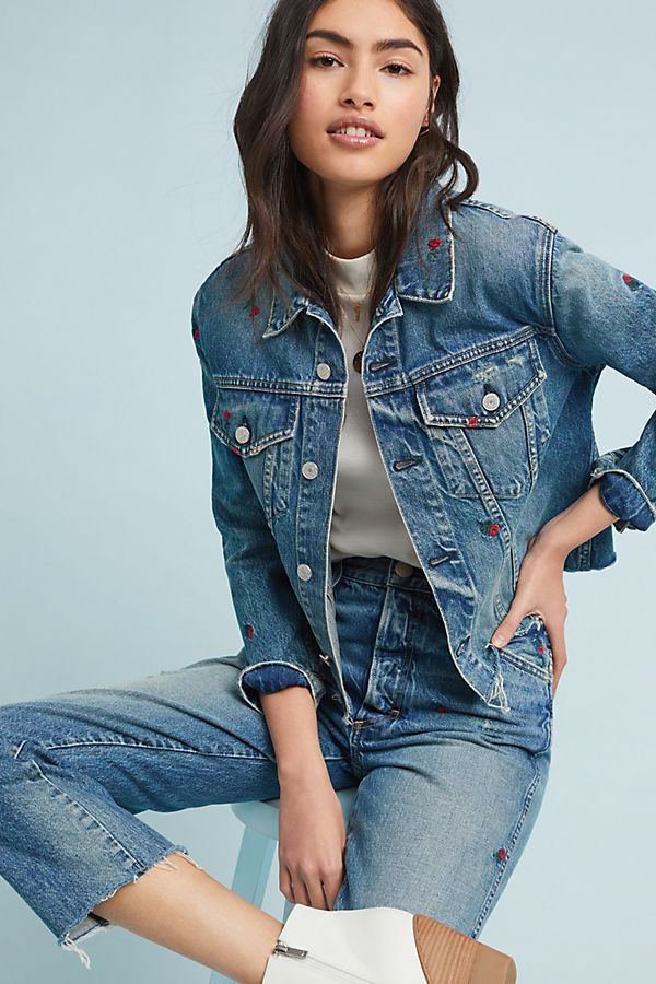 Slide View: 1: AMO Pop Cropped Denim Jacket