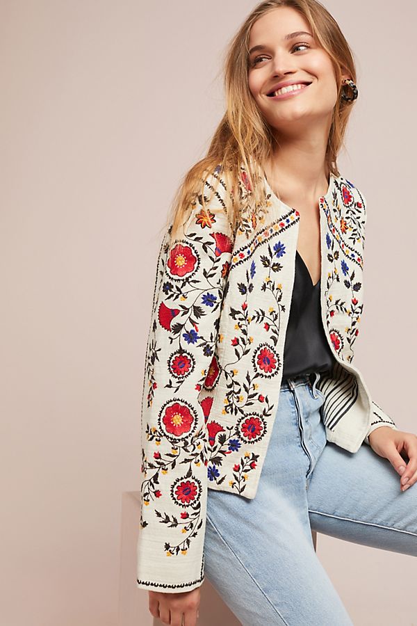 Slide View: 1: Kirian Embroidered Crop Jacket