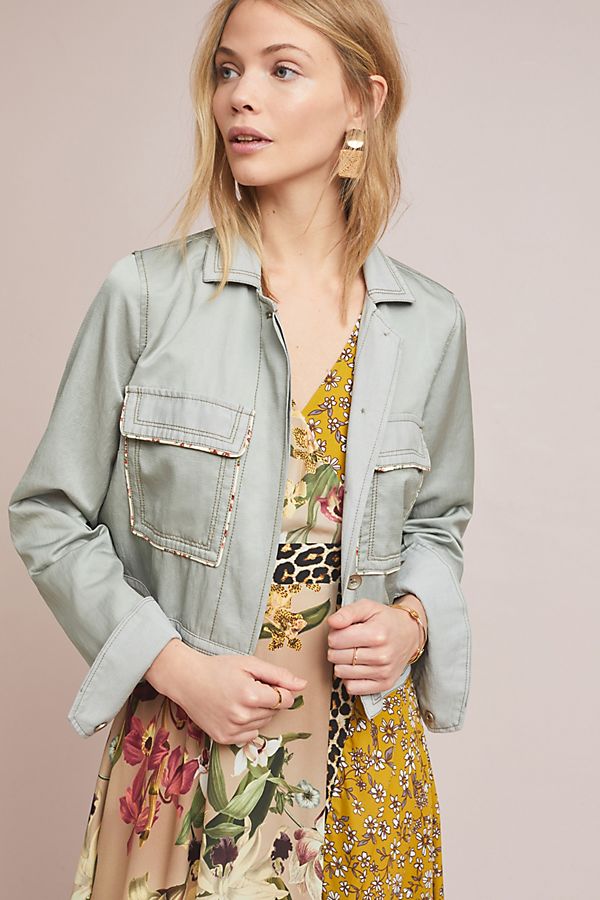 Slide View: 1: Piped Trucker Jacket