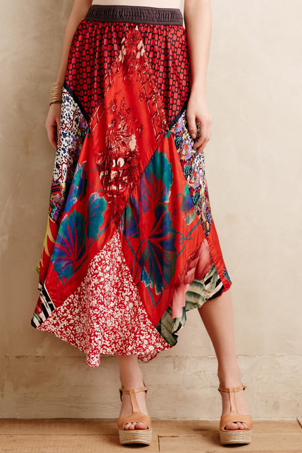 Vintage Scarf Skirt Anthropologie