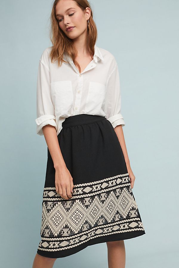 Slide View: 1: Geometric Midi Skirt