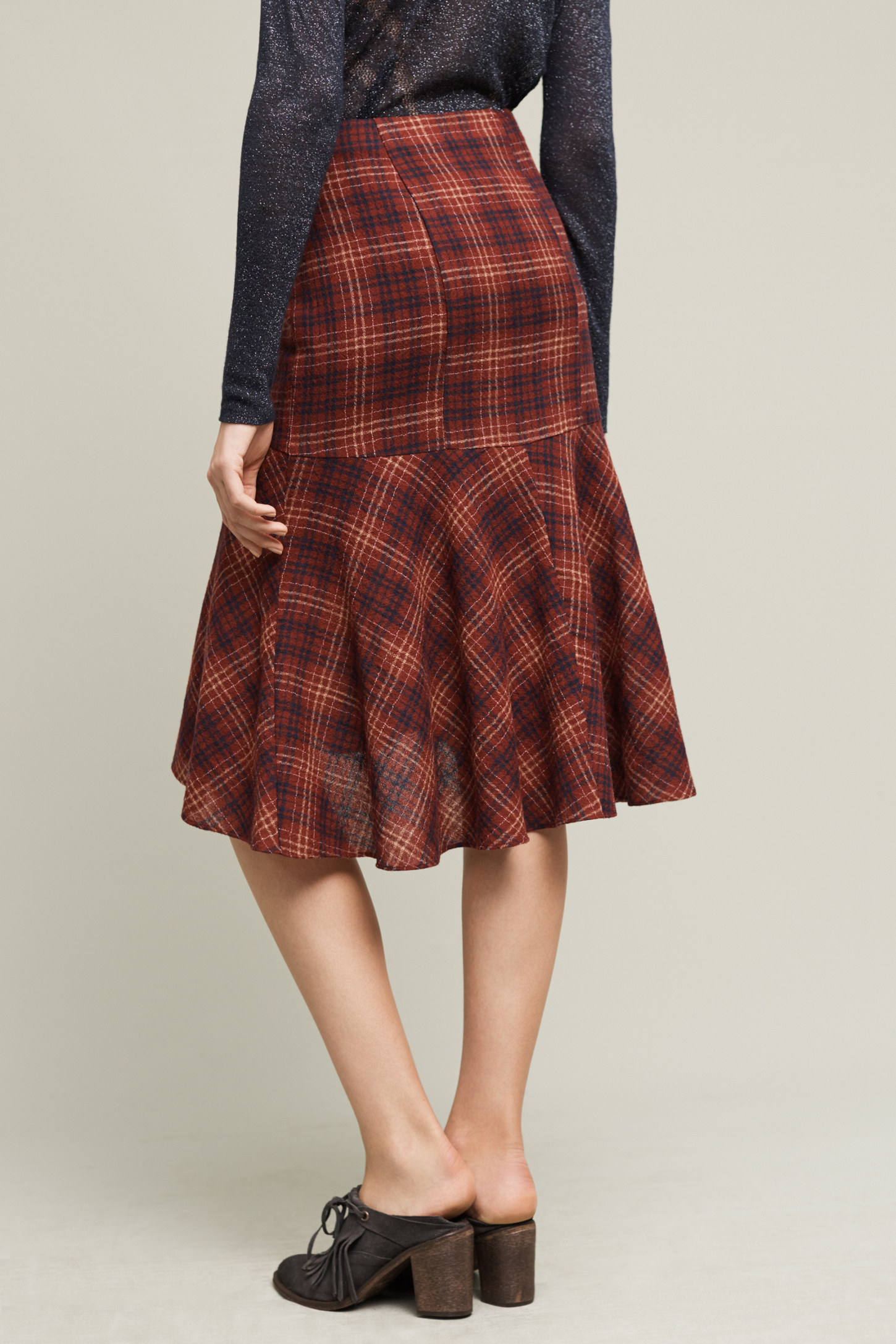 Plaid Wool Midi Skirt | Anthropologie