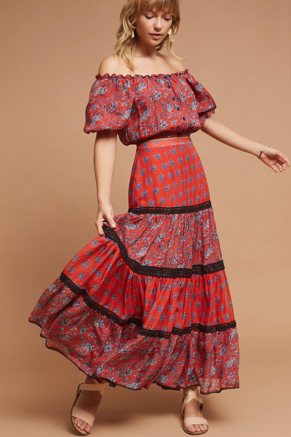 Slide View: 2: Gia Silk Maxi Skirt