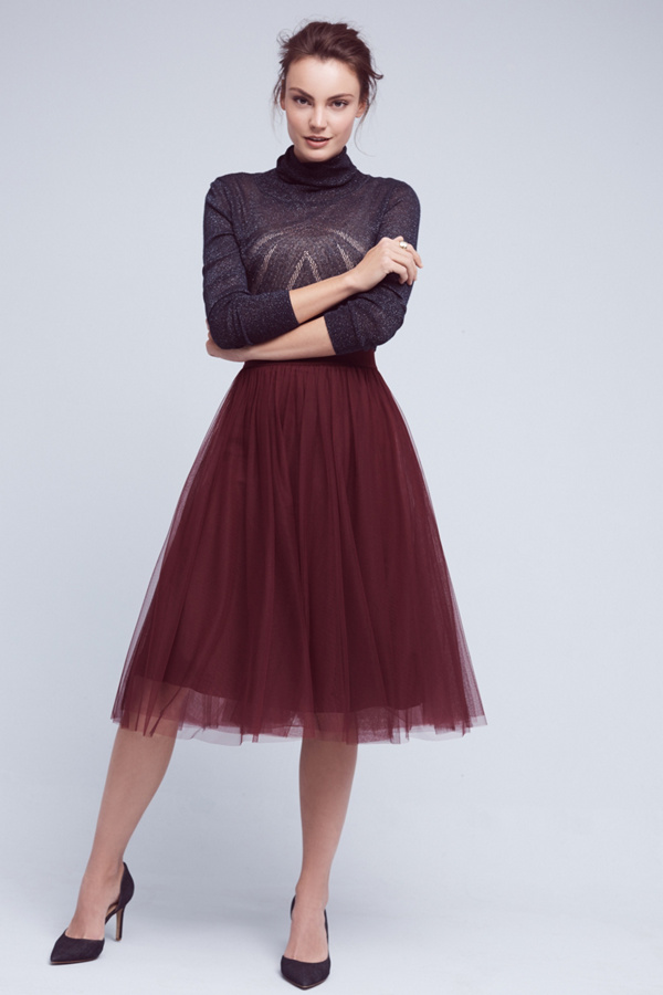 long tulle midi skirt