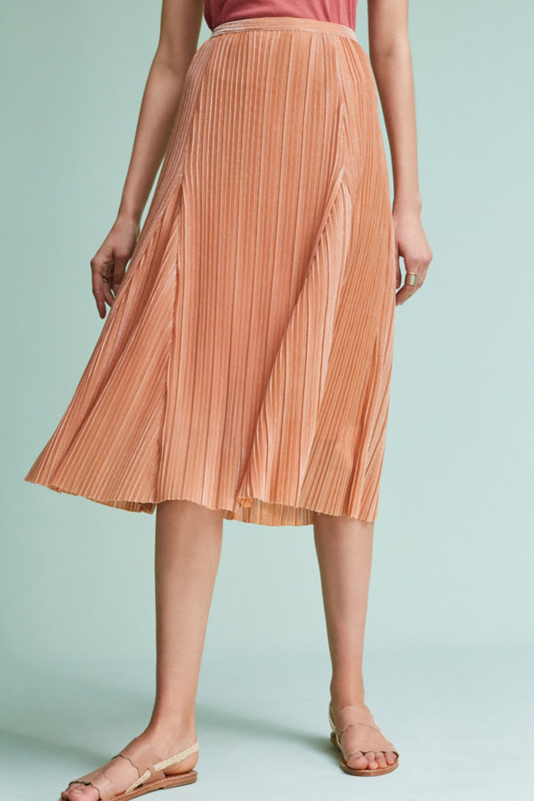 Slide View: 1: Pleated Metallic Skirt