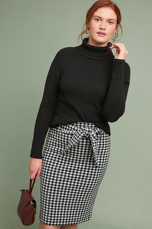 Slide View: 1: Gingham Pencil Skirt