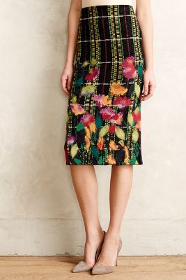 Blossom Checked Pencil Skirt - anthropologie.com