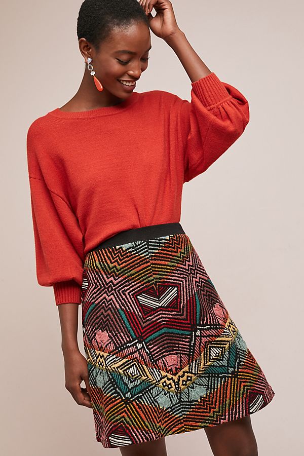 Slide View: 1: Geometric Sweater Skirt