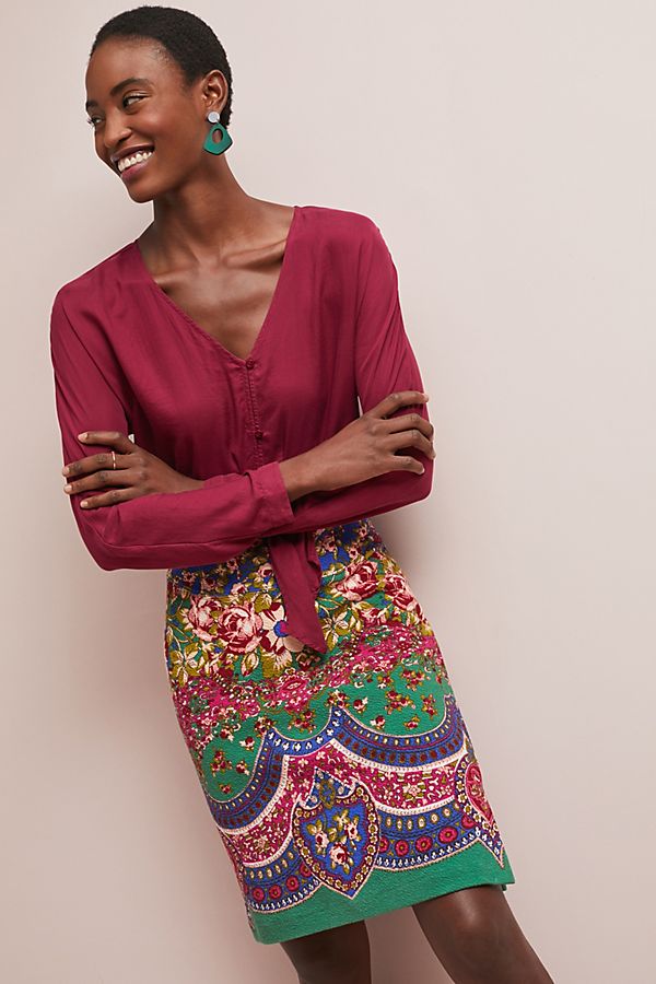 Slide View: 1: Sheffield Textured Pencil Skirt