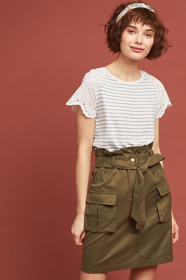 Slide View: 1: Paperbag-Waisted Utility Skirt