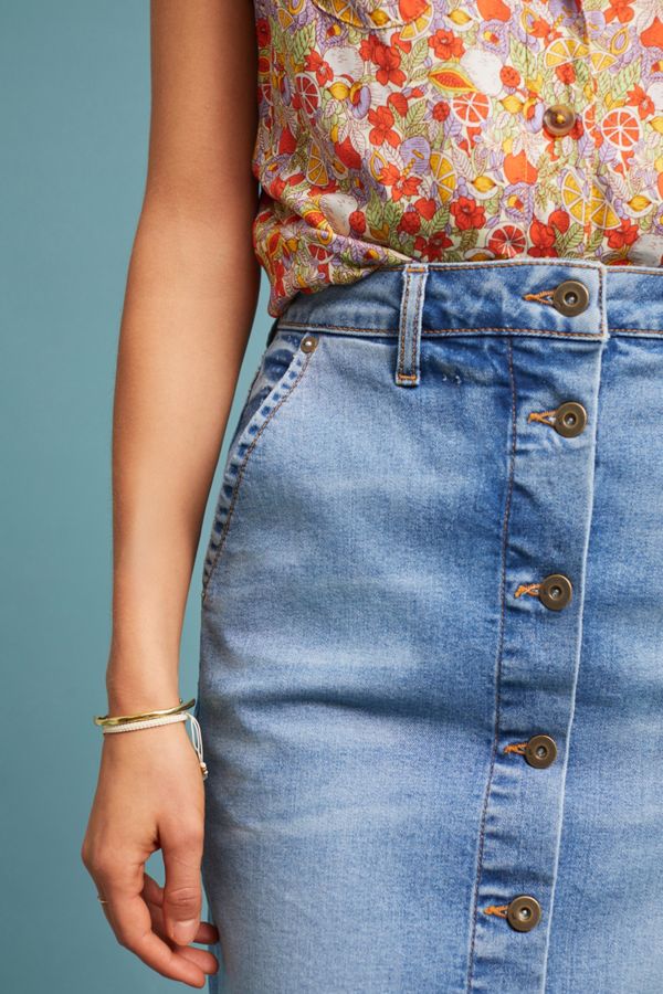 Download Pilcro Button-Front Denim Skirt | Anthropologie