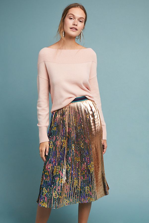 Slide View: 4: Printed + Pleated Skirt