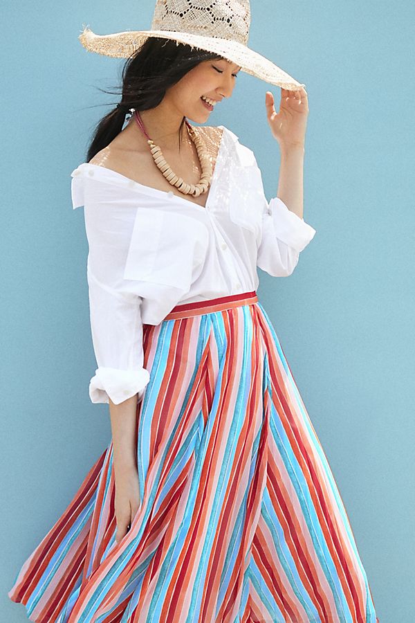 Slide View: 1: Claremont Pleated Midi Skirt