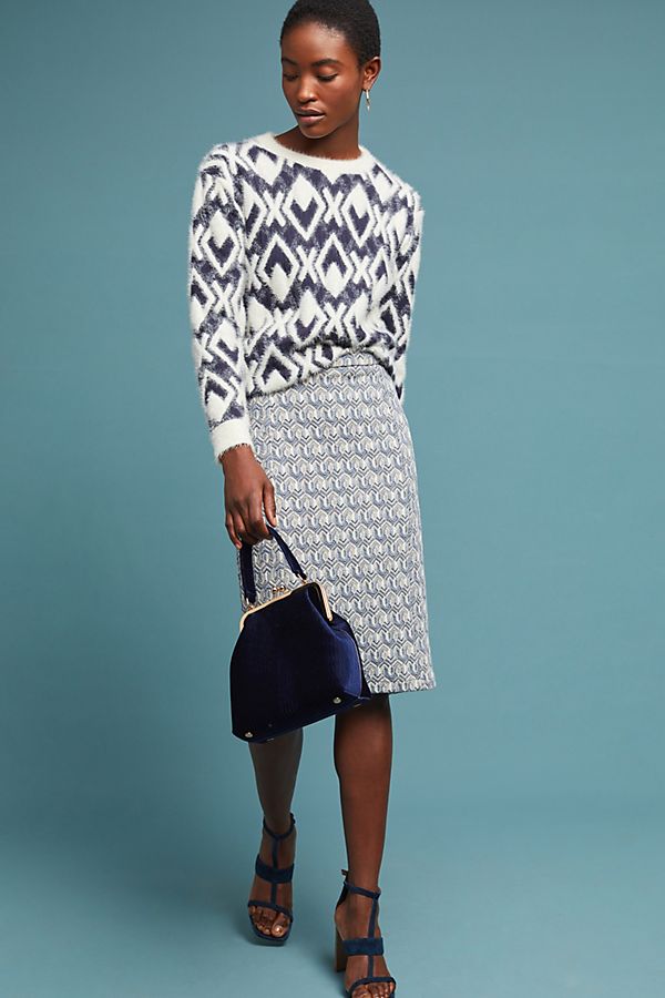 Slide View: 1: Emmy Textured Pencil Skirt