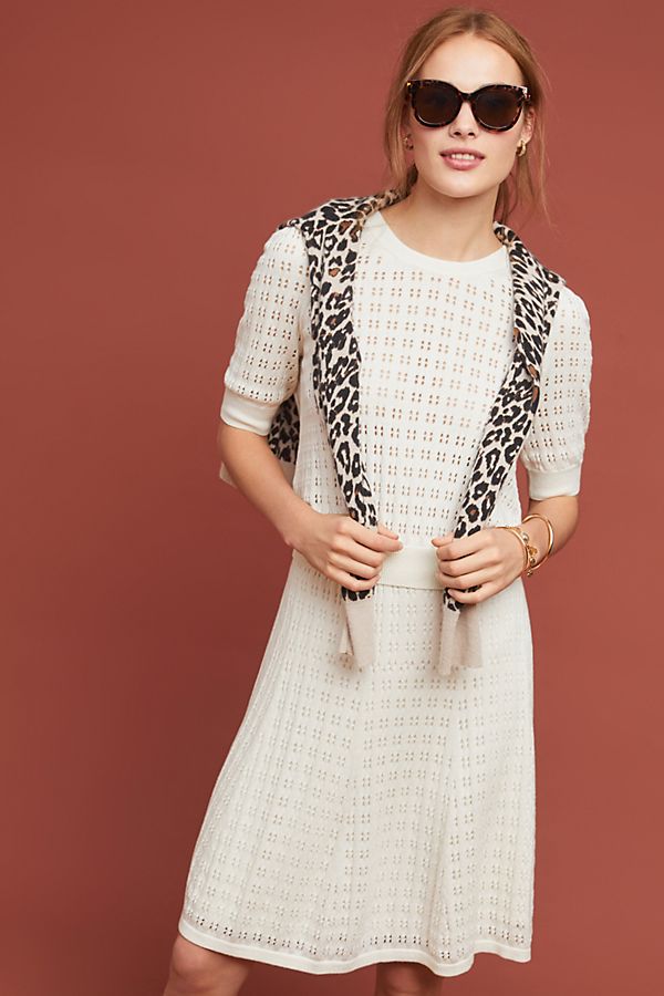 Slide View: 1: Cadenza Pointelle Sweater Skirt