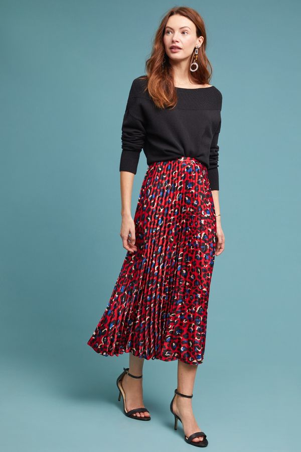 Pleated Leopard Skirt | Anthropologie