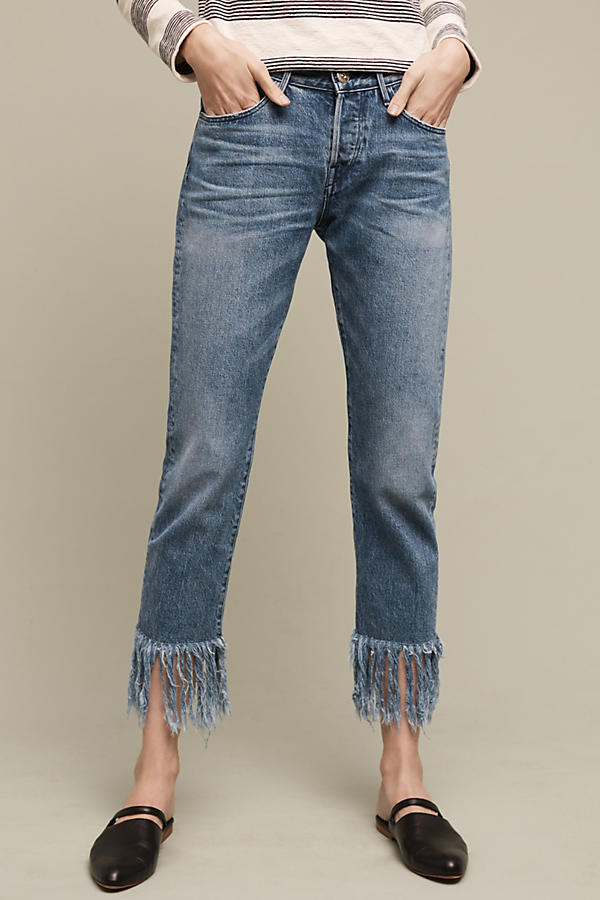 3x1 NYC WM3 High-Rise Straight Cropped Fringe Jeans | Anthropologie