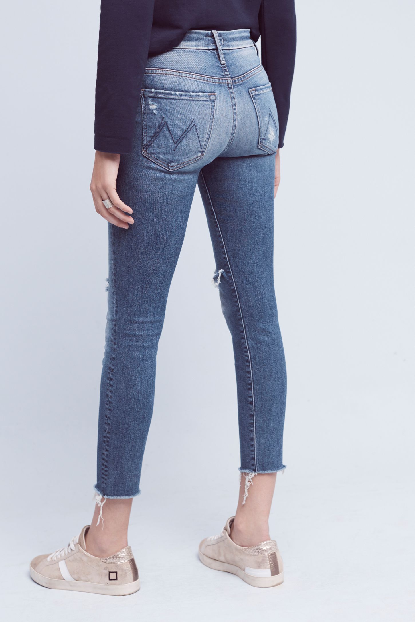 Mother Looker Mid-Rise Frayed Ankle Jeans | Anthropologie