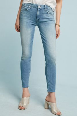 Mother - Looker Distressed Mid-rise Skinny Jeans - Light denim ...