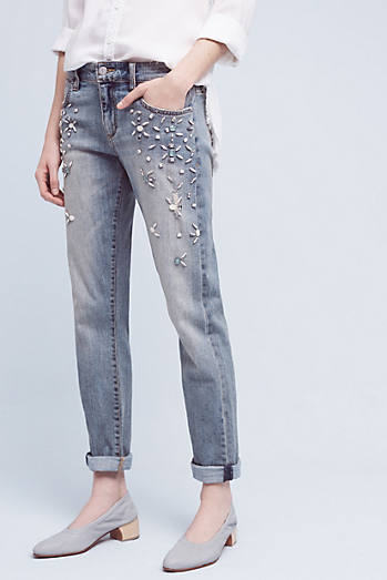 Pilcro Hyphen Bejeweled Mid-Rise Jeans